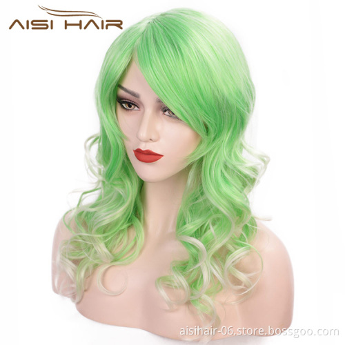 Aisi Hair High Temperature Fiber Synthetic Wigs For Black White Women Glueless Long Wavy Hair Cosplay Wigs